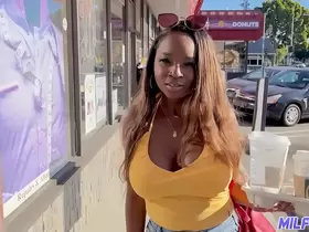 Shapely Jamaican girl unleashes her perfect black tits on a horny tourist