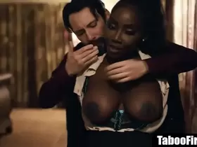 Hot ebony real estate agent has to fuck customer to make a sale