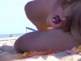 Nude Beach Voyeurs Jerking Off #1 - Hubby films all the hard cocks that are cum near his wife on the nude beach!