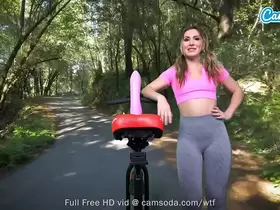 Sexy Paige Owens has her first anal dildo bike ride