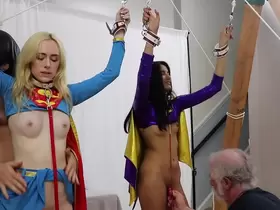 Viva Athena/Candy White “Supergirl-Batgirl” Threesome Doggystyle Blowjobs Deepthroat Oral Sex Toys Cumshot