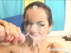 Daisy Marie gangbanged and cum showered